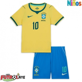 Camiseta Brasil Vinicius Junior #10 Primera Equipación para niños Mundial 2026 manga corta (+ pantalones cortos)
